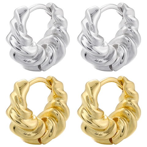 Französische Vintage Verdrehte Croissant Hoop Ohrringe Für Damen Kupfer Gold Silber Plattierte Spiral Metall Huggie Modeschmuck VE850