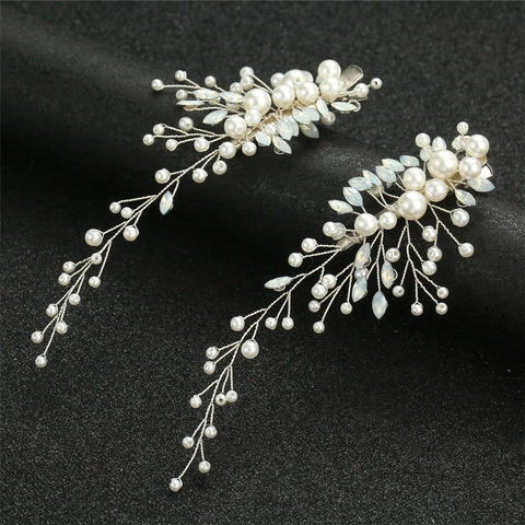 Mollette Per Capelli Da Sposa Fatte A Mano Perla Artificial Strass Opale Filo Di Rame Design Ramo Matrimonio Elegante Per Donne
