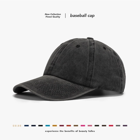 Vintage Washed Cotton Baseball Cap Adjustable Retro Distressed Casual Solid Color Sun Hat For Men Women