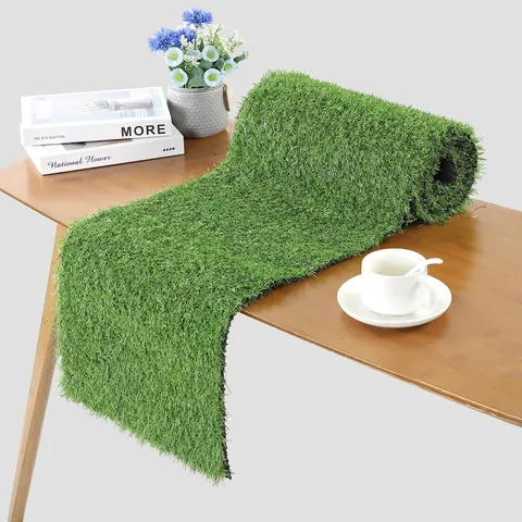 Artificial Grass Table Runner PP PE Synthetic Realistic Green Turf For Wedding Party Outdoor Garden Soccer Theme Decor