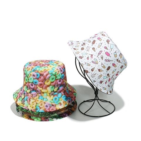 Chapeau Bob Imprimé Amusant Polyester Protection Solaire Été Extérieur Chapeau Pêcheur Nouveauté Design Nourriture Légume