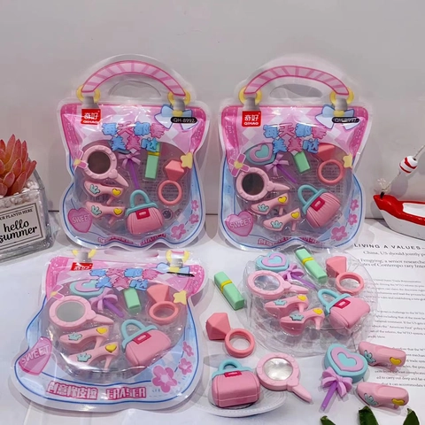 Creative Cartoon Erasers TPR Rubber Detachable Mini Astronaut Makeup Emoji Fast Food Shape School Supplies For Kids