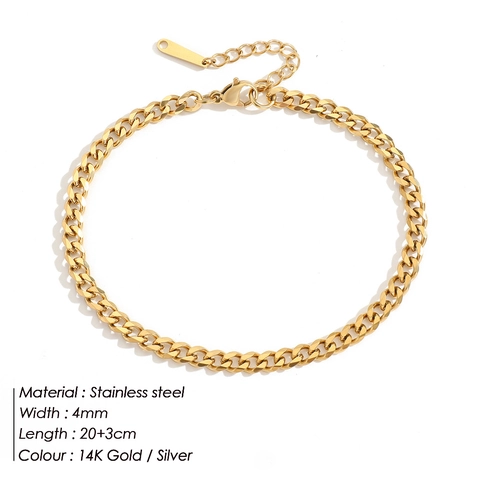 Chaîne de Cheville Mailles Cubaines en Acier Inoxydable pour Femmes Minimaliste Électroplaqué Or Argent Bijoux de Pied pour Mariage Cadeau Quotidien