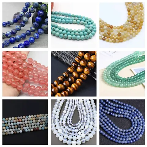 Natural Gemstone Round Loose Beads Smooth Polished Stone For DIY Jewelry Making Necklace Bracelet Accessory