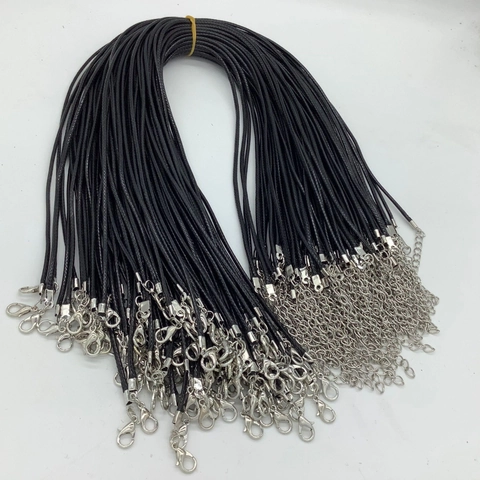 DIY Necklace Cord Faux Leather Waxed Rope For Jewelry Making Pendant Cord With Lobster Clasp Extension Chain Minimalist Black Cord