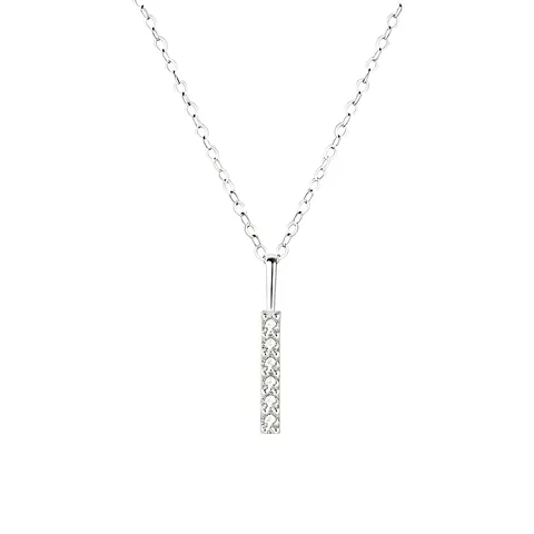 Collana Con Ciondolo A Barra Minimalista Argento Sterling 925 Con Zircone AAA Elegante Placcato Oro 14K Gioielli Con Bastone Verticale Per Donne