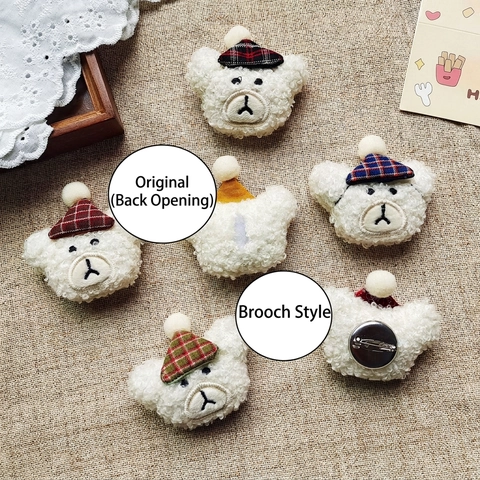 Testa Di Orsetto Di Peluche Kawaii Con Cappello A Quadri Accessori DIY Per Mollette Capelli Spilla Stile Cartone Animato