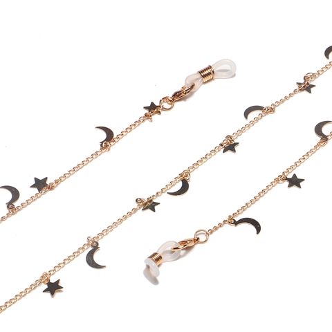 Fashion Glasses Chain Alloy Metal Star Moon Charms Anti Slip Eyewear Strap For Women Decorative Necklace