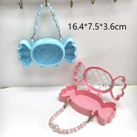 Scatola Portagioie A Forma Di Caramella Borsa Con Manico Di Künstliche Perle Plastica Glitter Antipolvere Portatile Per Ragazze Donne
