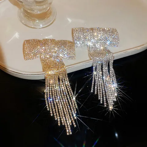 Pinza De Pelo Con Lazo De Diamantes De Imitación Borla Larga Brillante Elegante Pinza De Resorte Accesorio Para Mujeres