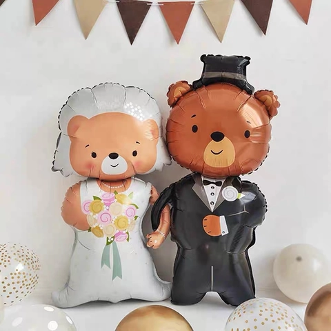 Palloncini Decorazione Matrimonio Alluminio Orso Sposo E Sposa Forma Torta Castello Cuore Per Festa Di Fidanzamento