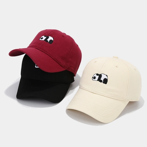Casquette De Baseball Broderie Panda Mignonne Coton Réglable Chapeau Pare-soleil Style Coréen Décontracté