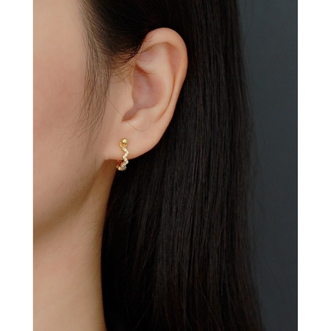 Wave Zirconia Screw Back Earrings With 925 Sterling Silver Earring Post Helix Cartilage Stud Minimalist Jewelry For Women
