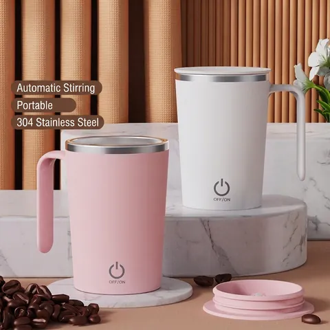Automatic Stirring Mug 304 Stainless Steel Electric Magnetic Self Mixing Coffee Cup USB Rechargeable Portable Office Home