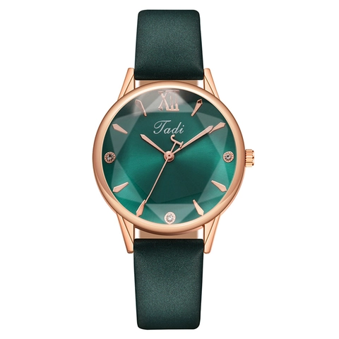 Reloj de Cuarzo para Mujer Moda Números Romanos Esfera con Strass Elegante Correa de Cuero Caja de Metal