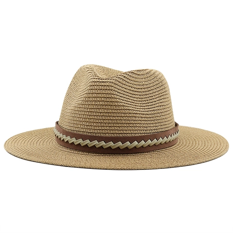 Fedora Straw Sun Hat Breathable Wide Brim Outdoor Beach Travel Vintage Style For Men Women With Decorative Belt