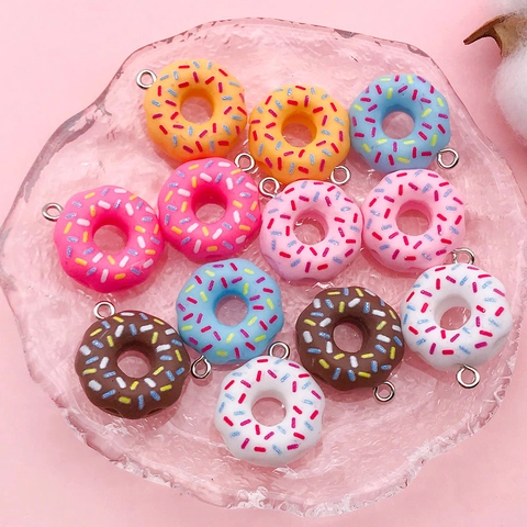 Donut Charms Cute Resin Pendants For DIY Jewelry Making Earrings Necklace Keychain Crafting Miniature Food Colorful