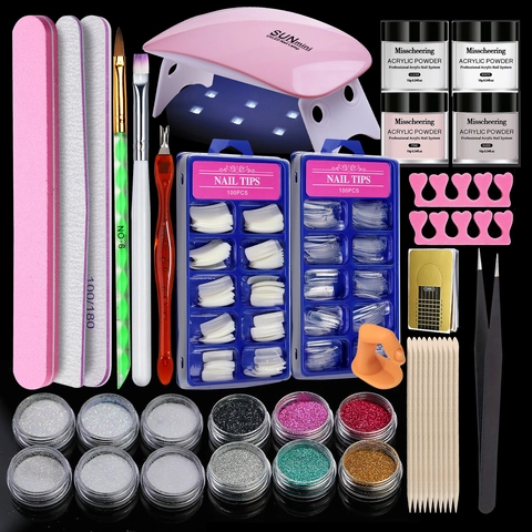 Professional Nail Art Manicure Supplies UV LED Lamp Acrylic Powder Glitter False Nail Tips And Extension Tools Salon DIY