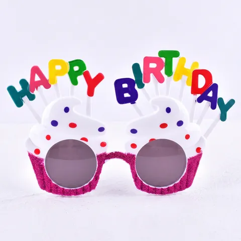 Novelty Birthday Party Sunglasses Funny Cupcake Sunflower Dollar Symbol Shape Photo Props Plastic Eyewear For Kids Adults