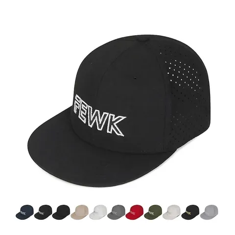 Cappello Snapback Traspirante Ventilazione Taglio Laser Ricamo Hip Hop Tesa Piatta Regolabile Streetwear Unisex