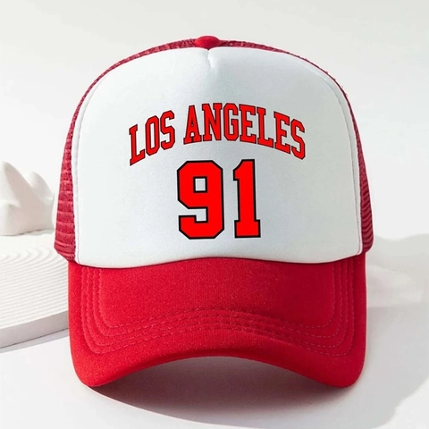 Los Angeles 91 Estampado Trucker Hat Gorra De Béisbol Transpirable Malla Deportes Al Aire Libre Retro Ajustable Unisex