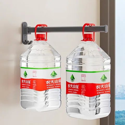 Wall Mounted Hanger Storage Rack Space Aluminum Foldable Laundry Organizer No Drill Gun Grey Modern Home