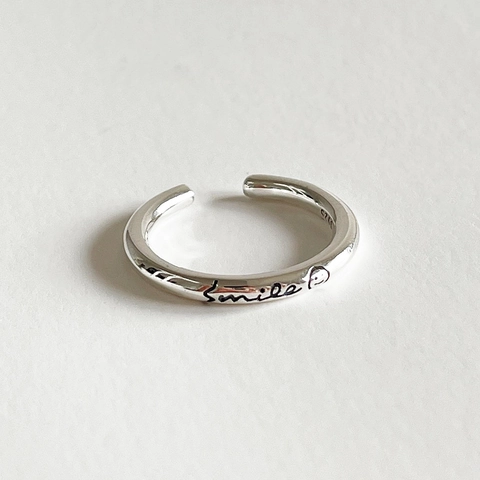 Anello Con Faccia Sorridente In Argento Sterling 925 Regolabile Aperto Retro Minimalista Gioielli Da Donna