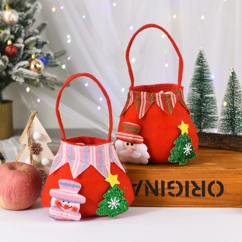 Christmas Gift Bag Non-Woven Fabric Santa Claus Snowman Deer Bear Candy Apple Pouch Party Kids Holiday Supplies