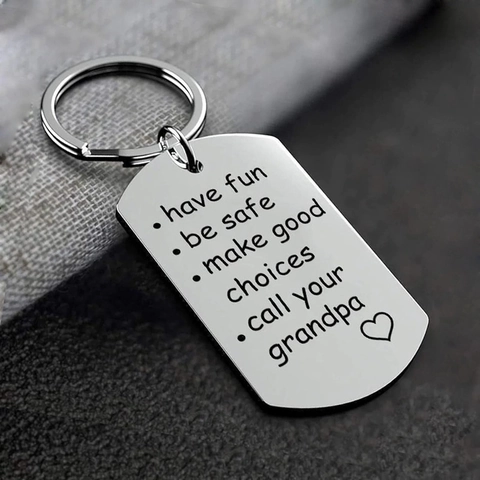 Porte-Clés En Acier Inoxydable 304 Avec Message Chaleureux Amuse-Toi Sois Prudent Fais De Bons Choix Cadeau De Famille