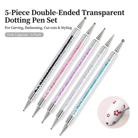 Nail Art Dotting Pen Double Headed Acrylic Handle Glitter Decoration Professional Salon Manicure Tool For DIY Painting Dots