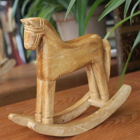Caballo Balancín De Madera Hecho A Mano Vintage Estilo Campestre Francés Escultura De Escritorio Decoración Para El Hogar