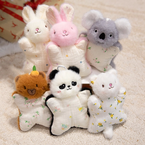 Cute Animal Plush Finger Puppet Toys Star Shaped Soothing Doll For Baby Kids Rabbit Panda Koala Capybara Cat Floral Cotton