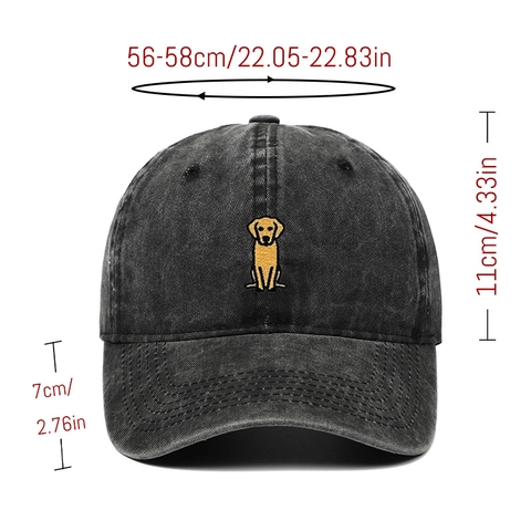 Casquette De Baseball En Coton Lavé Avec Broderie Chien Vintage Ajustable Dad Hat Protection Solaire Unisexe