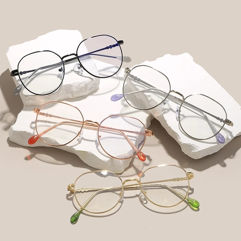 Gafas De Bloqueo De Luz Azul Montura Metálica Cuadrada Ópticas Retro Moda Ligera Para Mujeres Y Hombres Decor
