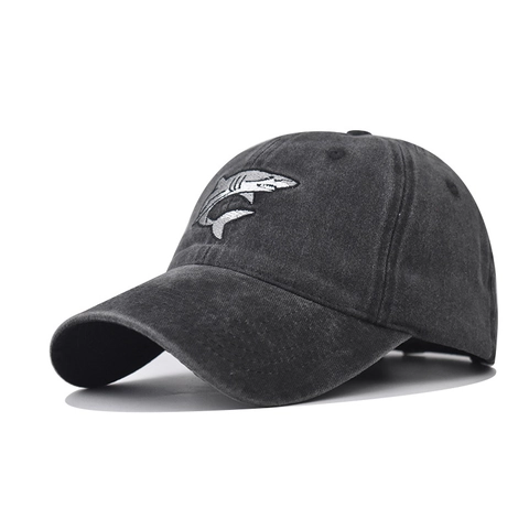 Cappello Da Baseball In Cotone Lavato Vintage Distressed Ricamo Squalo Dad Hat Regolabile Per Uomo Donna Outdoor Casual