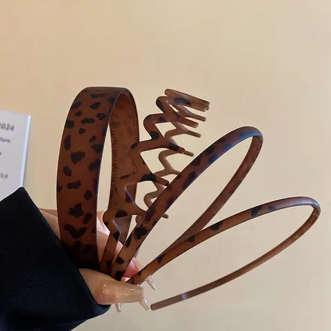 Leopard Print Tortoiseshell Hair Hoops Acrylic Matte Non-Slip Wave Retro Headbands For Women Girls