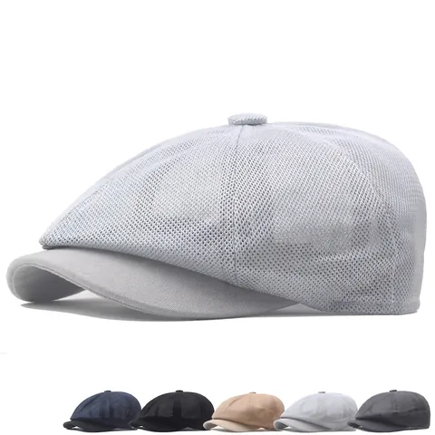 Berretto Newsboy Vintage Da Uomo In Rete Traspirante Regolabile Cappello Da Sole Retro Britannico