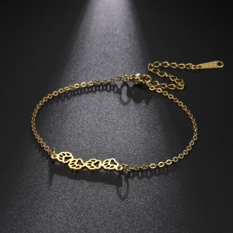Franse Luxe Titanium Staal Pootafdruk Armband Hol Dier Voetafdruk Ketting Armband Voor Vrouwen Goud Zilver Sieraden
