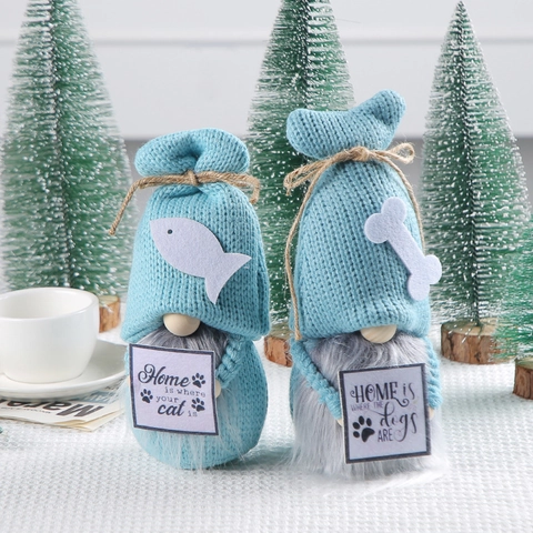 Weihnachtsgnom Ornamente Gestrickte Gesichtlose Rudolph Puppe Tischdeko Für Zuhause Party Hund Katze Thema