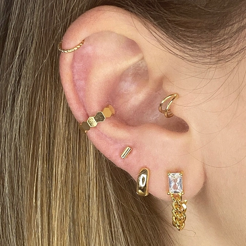Geometric Square Zircon Curb Chain Stud Earrings With 925 Sterling Silver Earring Post Copper Tassel Fashion Women