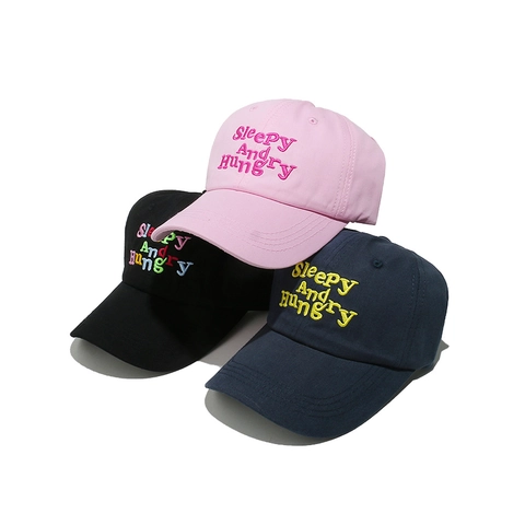 Gorra De Béisbol 100% Algodón Bordada Sleepy And Hungry Ajustable Sombrero Sol Casual Para Hombres Mujeres