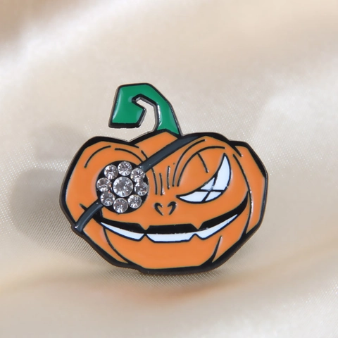 Halloween Enamel Pin Brooch Alloy Rhinestone Cartoon Ghost Pumpkin Witch Badge Jewelry For Backpack Clothing Novelty Accessory
