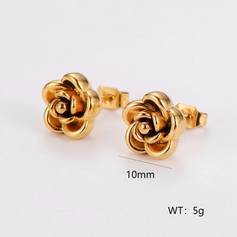 Pendientes De Botón Con Flor De Rosa Acero Inoxidable 304 Elegante Diseño De Nicho Vintage Joyería Romántica Para Mujer