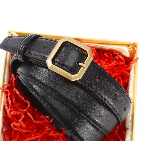 Dames Mode Dunne PU Leren Riem High-End Geometrische Legering Gespsluiting Decoratieve Tailleriem Voor Jurken Jeans All-Match Casual Stijl