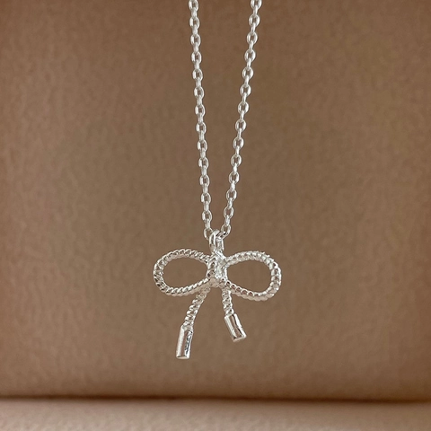 Halskette Mit Schleifenanhänger Aus 925 Sterlingsilber Minimalistisches Elegantes Schmuckzubehör Für Damen