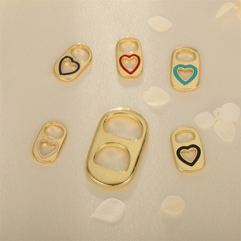 Can Pull Tab Charms Gold Plated Copper Heart Enamel Pendants For DIY Jewelry Making Necklaces Earrings Accessories