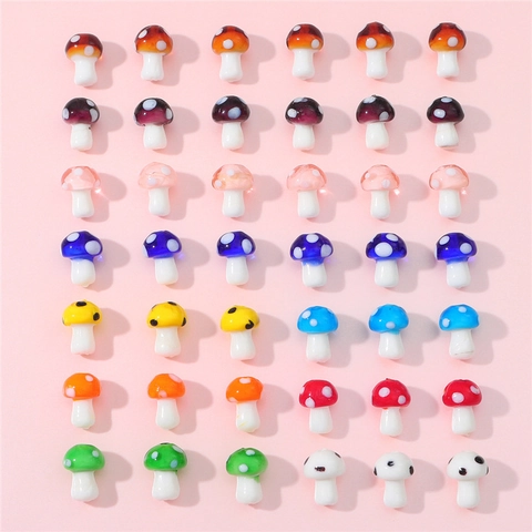 Mushroom Glass Beads Lampwork Hand Painted Colorful Loose Charms For DIY Jewelry Making Necklaces Bracelets Cute Polka Dot Pattern