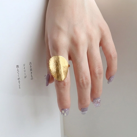 Onregelmatig Gevormde Ring Titaniumstaal 18K Verguld Geborstelde Matte Textuur Overdreven Moderne Sieraden Voor Dames