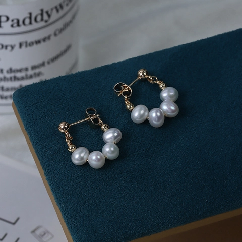 Eleganti Orecchini a Bottone con Perla d'Acqua Dolce Perno in Argento Sterling 925 Versatili Gioielli da Donna per Matrimonio Banchetto