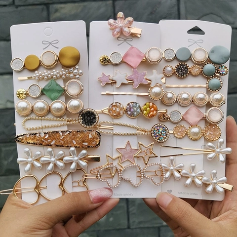 Mollette Per Capelli Lega Finta Perla Artificial Strass Resina Forcine Stile Coreano Elegante Accessorio Di Moda Per Donne Ragazze